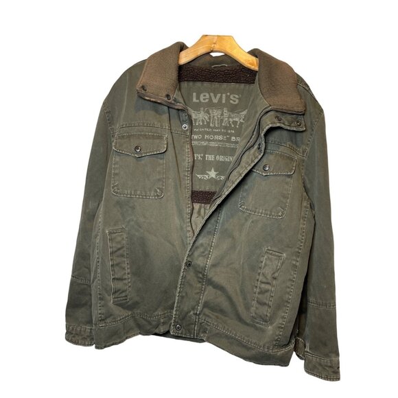 Levi's Other - Levis Jacket Mens Green Brown Field Chore Barn Coat Quilted Sherpa Sz. XXL